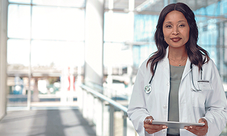 a female nurse looking forward