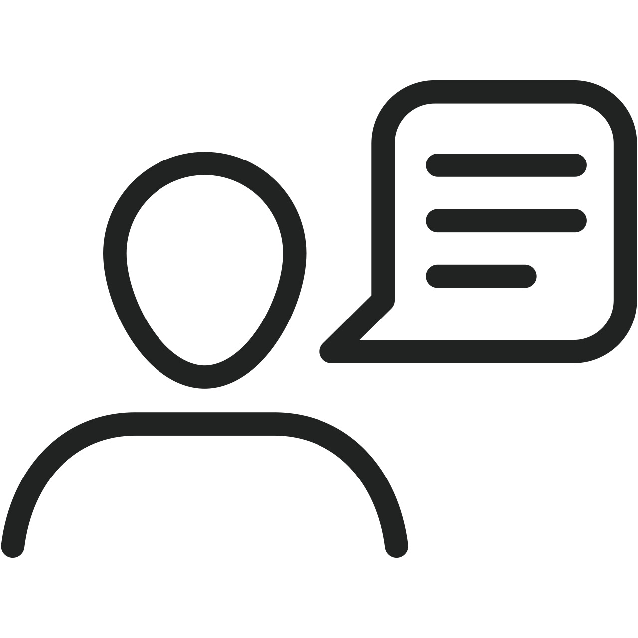 person with talk bubble icon