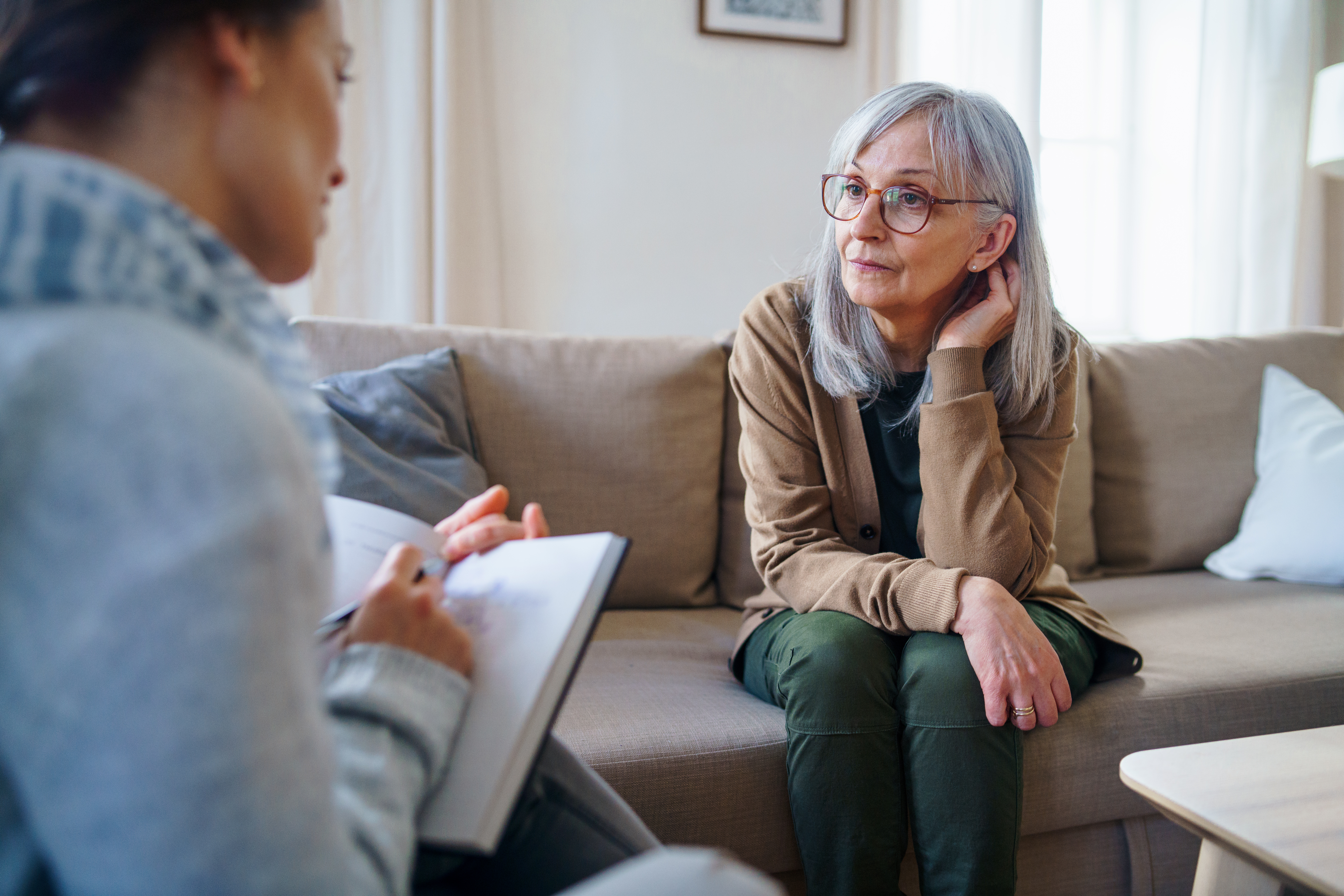 Portrayal of Capella counseling student providing mental health counseling to an older adult